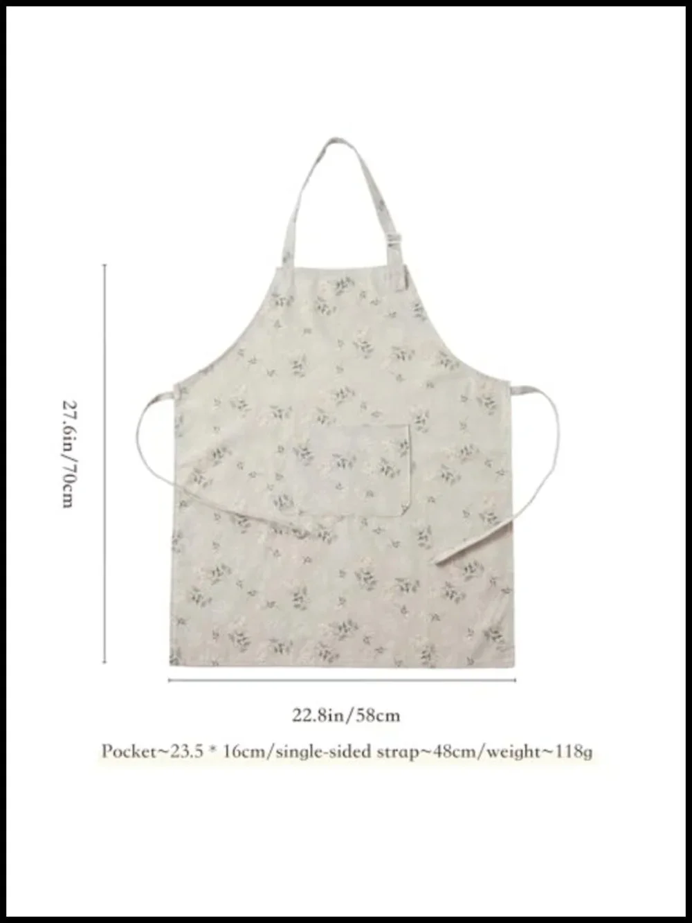Linen Apron Japanese Style Lightweight Breathable Floral Embossed Adjustable